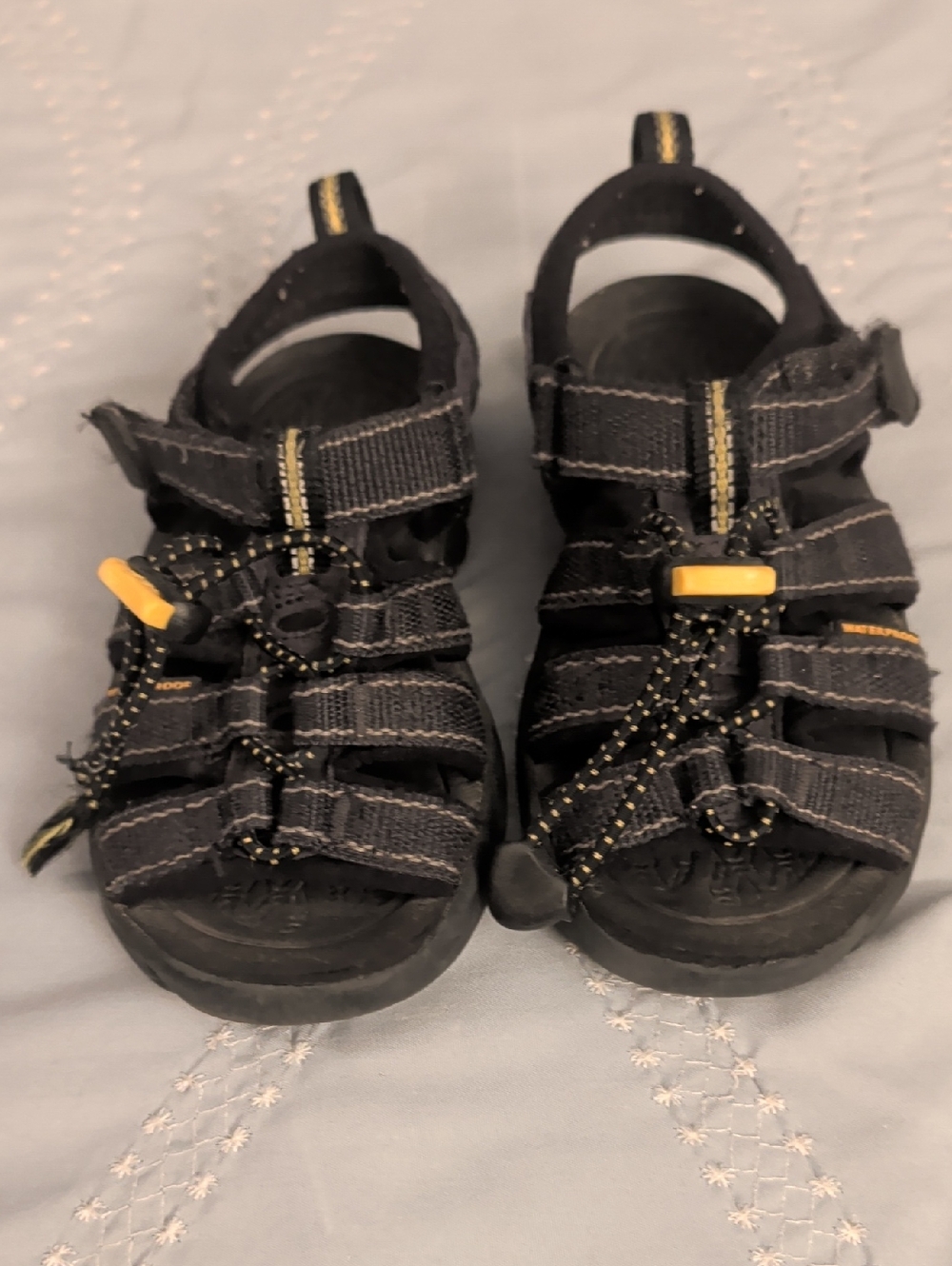 Keen Kids Black Sandals with Yellow Accents
